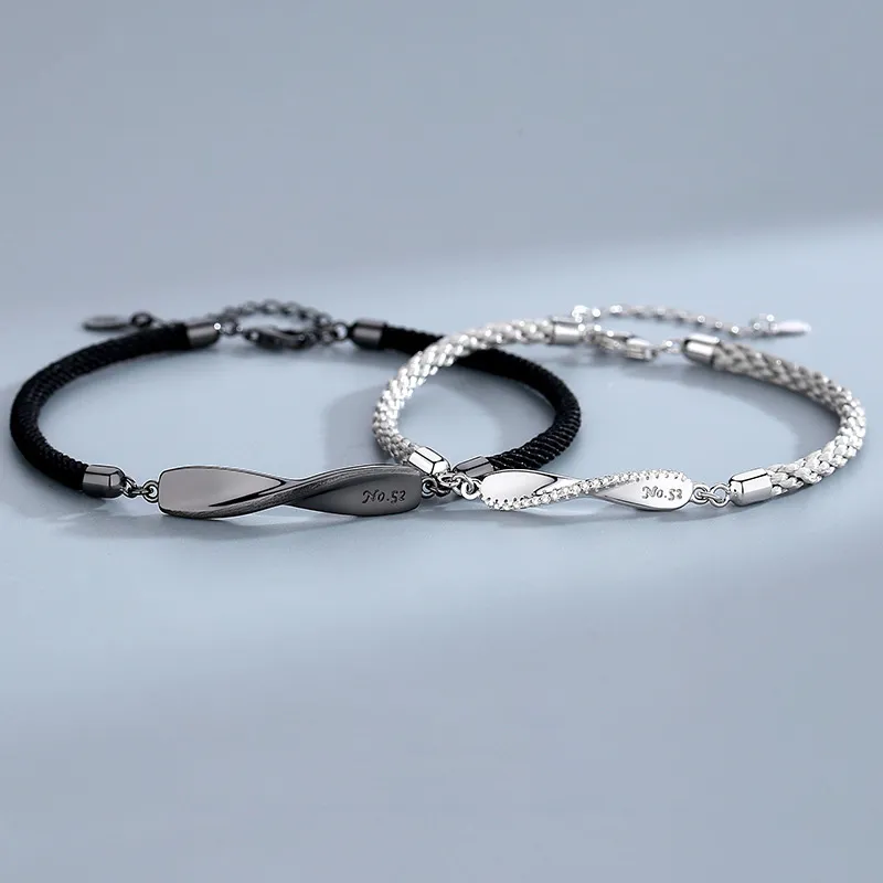 新しいMobius Link Bracelet 925 Sterling Men Women DesignerS925恋人向けの絶妙なハンドストラップジュエリーギフト