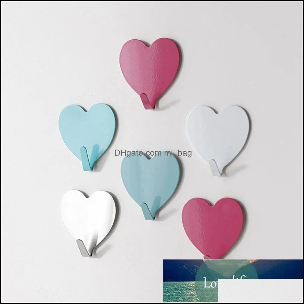 1pcs Cute Heart Shape Hooks Stainless Steel Self Adhesive Hooks Wall Door Hanger Kitchen Bathroom Storage Organizer