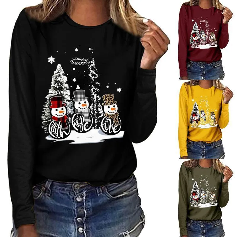 여성 크리스마스 탑 캐주얼 긴 소매 O 넥 스웨터 풀오버 블라우스 여성의 후드 스웨터