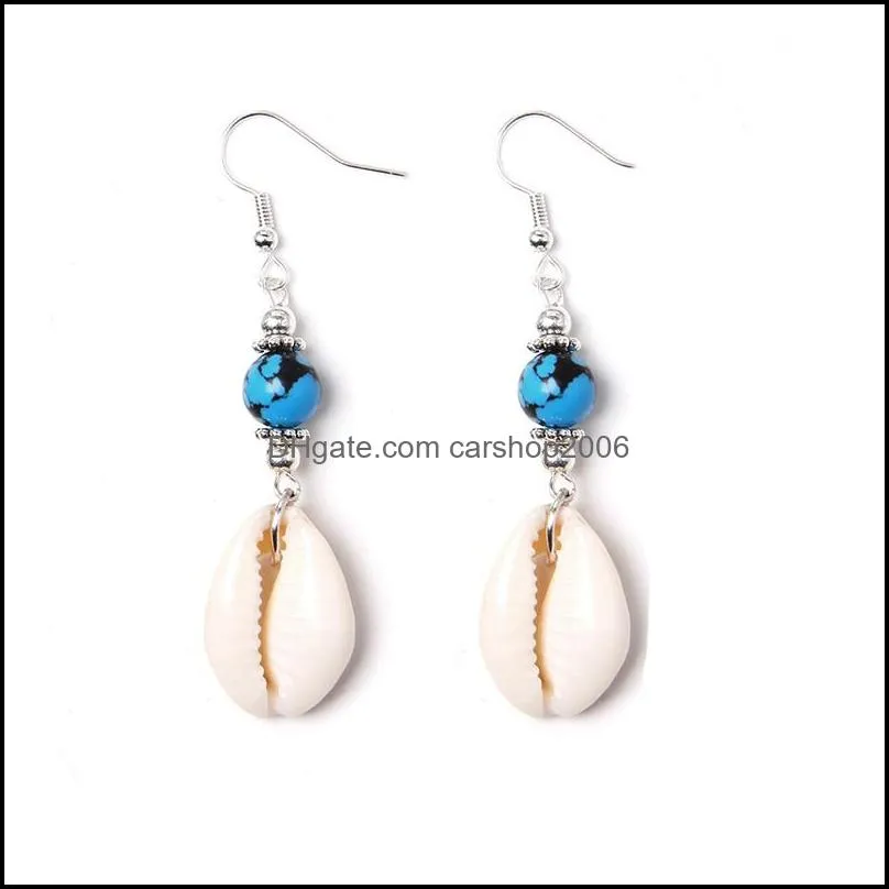 shell cowrie earrings natural stone beads drop earring fashion seashell statement eardrop danglers women summer jewelry gifts