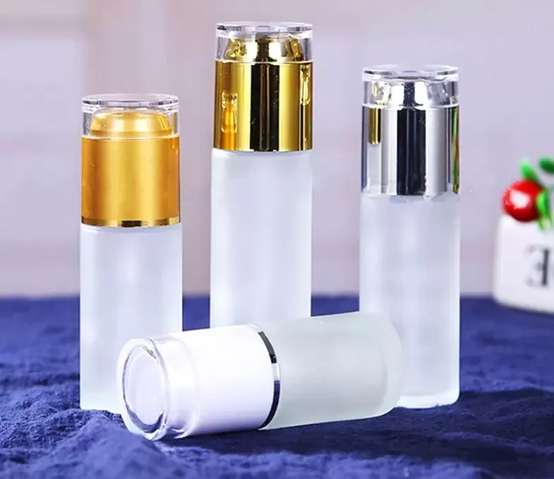 Bouteille en verre dépoli Lotion Spray Pump Bottles Cosmetics Sample Storage Containers Jars Pot