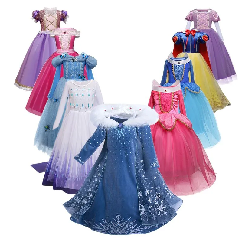 Vestiti da ragazza Le ragazze vestono i bambini Halloween Carnevale Cosplay Costume da principessa Bambini Festa di Natale Fancy Up Snow Queen Disguise