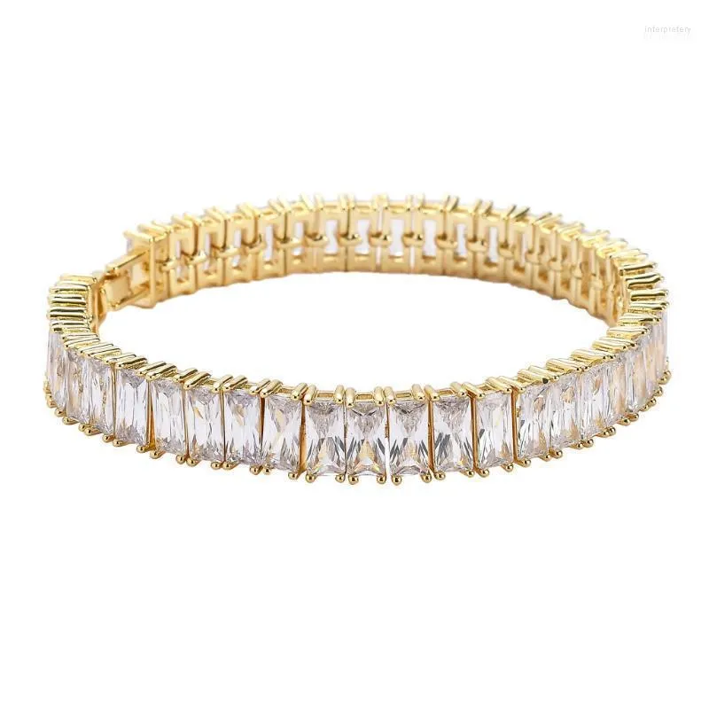 Bracelets porte-bonheur chaîne Hip-hop Punk cuivre micro-incrusté carré Zircon Bracelet cristal petit ami cadeau d'anniversaire accessoires tendances Inte2