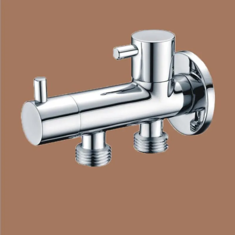 Kitchen Faucets G1/2 1/2 Brass Multi-function Angle Valve Double Switch Dual Control Water One Into Two Out Of The Diverter FaucetKitchen