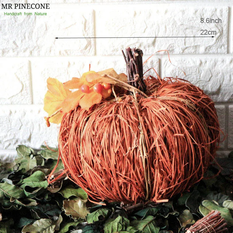 Autumn Home Decoration Harvest Festival Party Decorations Natural Rattan Pumpkins Handmade Pumpkin Fall Decors Halloween Decor Y201006