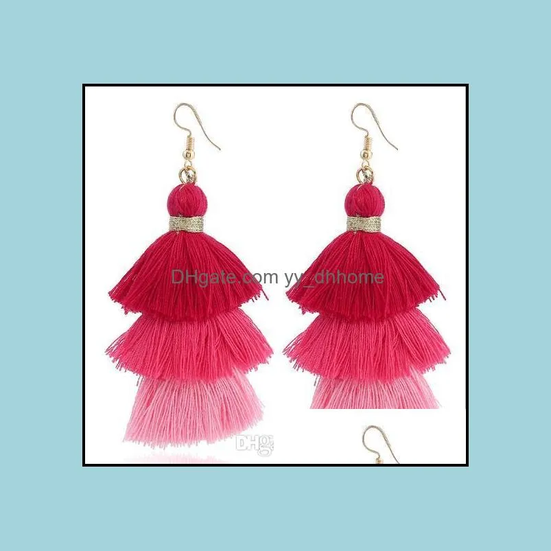 3 Layered Bohemian Fringed Cheap Statement Tassel Earrings For Women Long Drop Dangle Earrings 2019 Boho Indian Jewelry