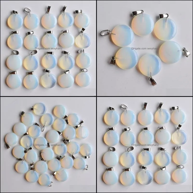 Natural Stone charms round shape Pendant opal Pendants Chakras Gem Stone fit diy earrings necklace making assorted