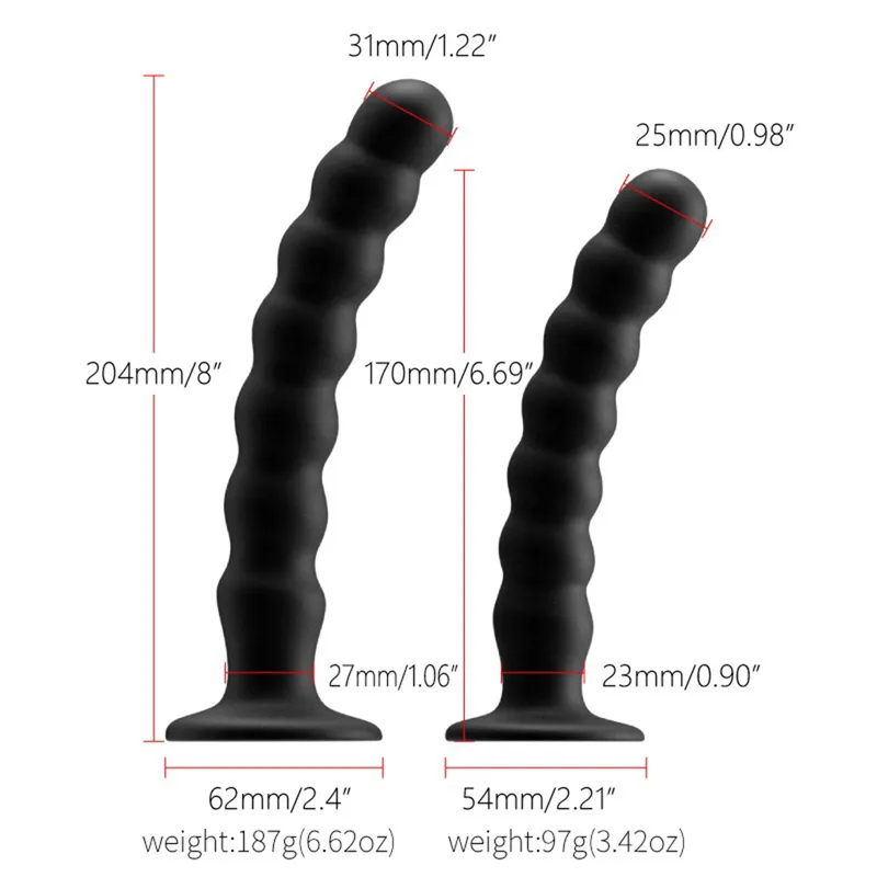 Dildo a sfere in silicone stimolatore prostatico con ventosa_voghion.com