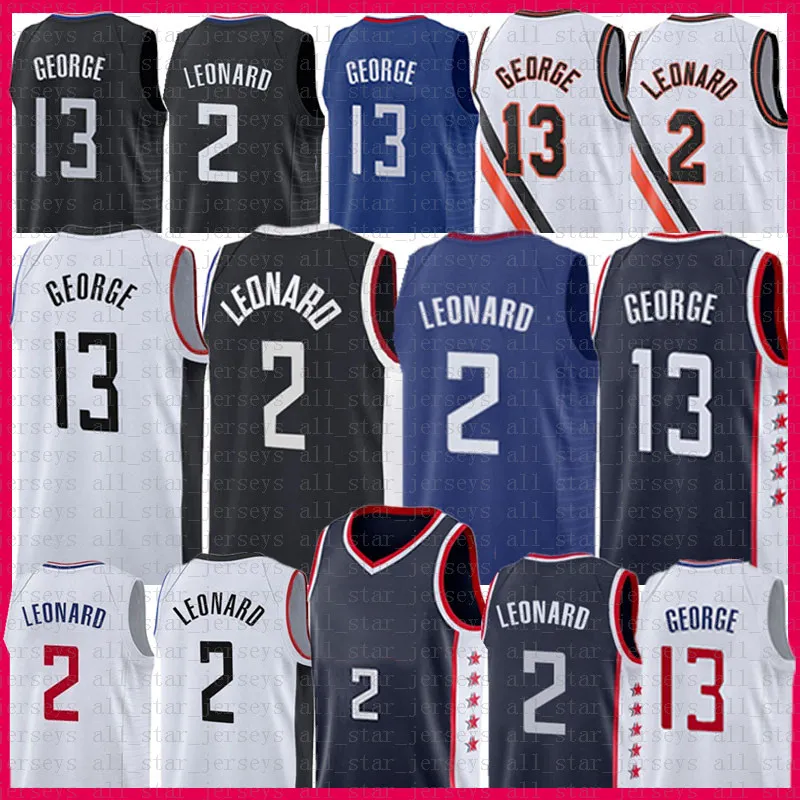 2 13 Kawhi Leonard Paul George Basketball Jersey Mens 셔츠 스포츠 유니폼