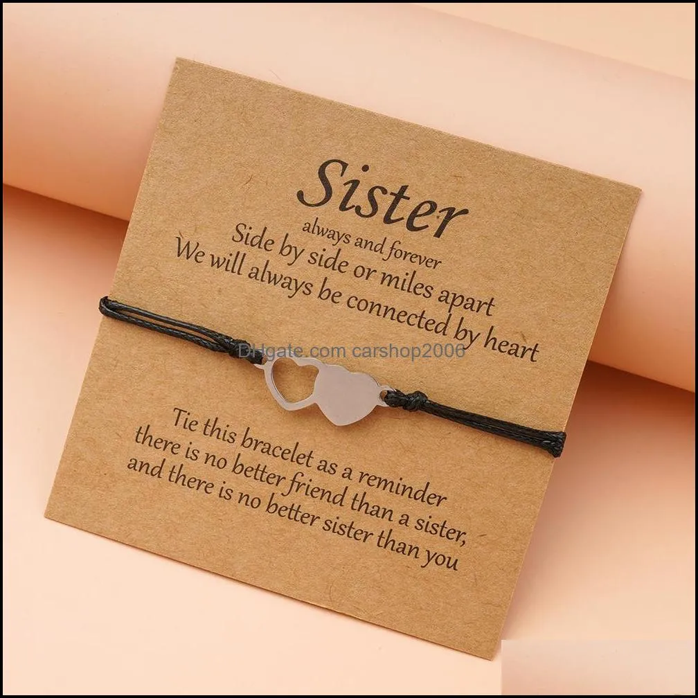 Charm Bracelets Schmuckverbindungskette Schwestern Verstellbare herzf￶rmige Wish -Armband Das Geschenk f￼r zwei ineinandergreifende Tochter DAUT DROP -DIE SERVICE