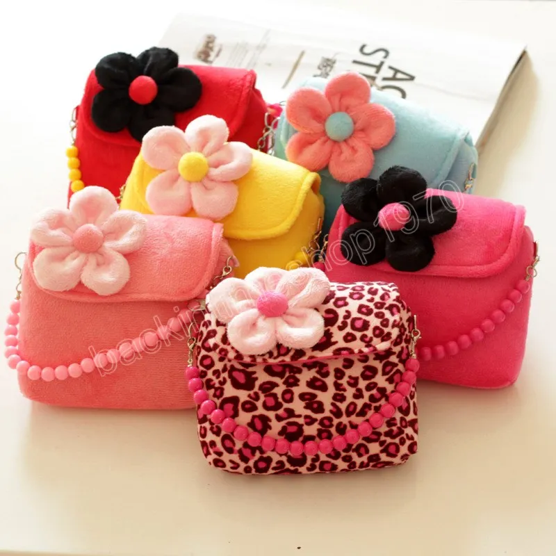 Korean Style Little Girls Purses and Handbags Cute Flower Kids Coin Pouch Clutch Bag Kawaii Baby Toddler Party Purse Tote