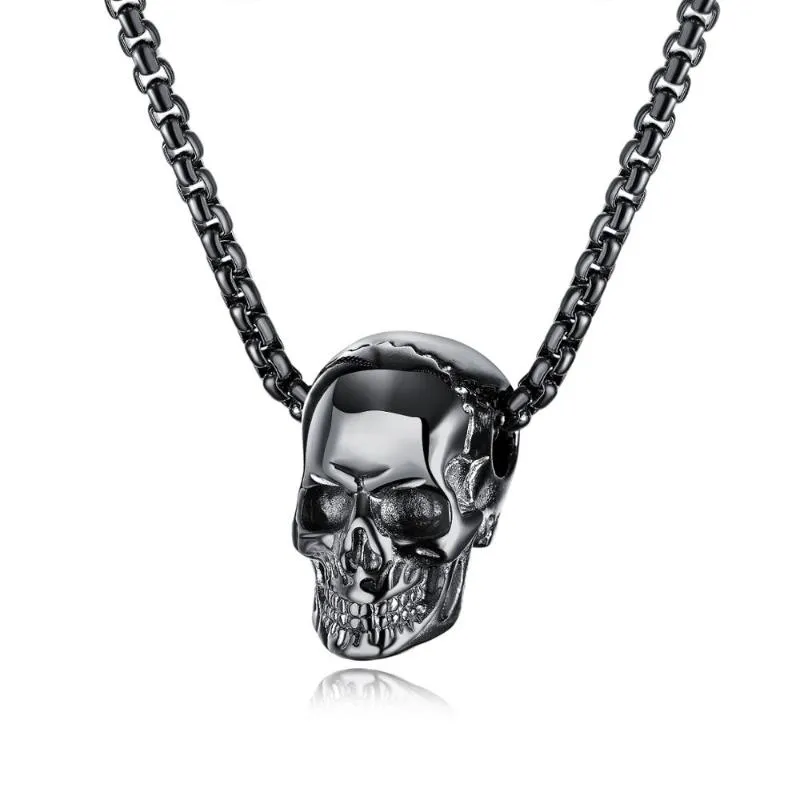 Naszyjniki wisiorek Hip Hop ludzki szkielet szkieletowy Naszyjnik ze stali nierdzewnej dla mężczyzn punkowy łańcuch biżuterii męski dar d prezent 3 kolorpendant