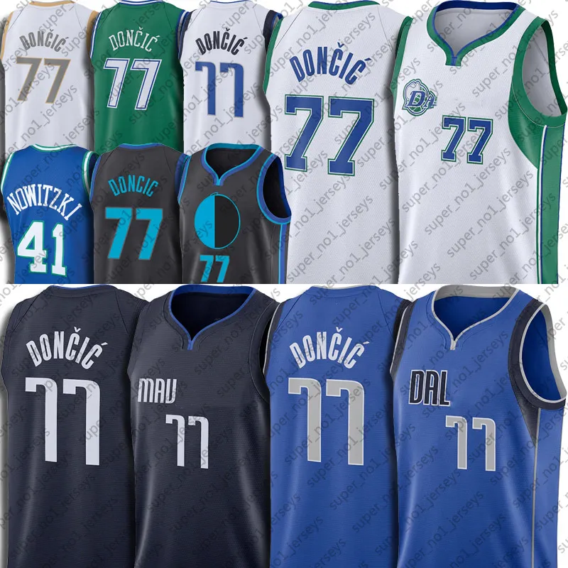 Basketball Luka 77 Maillots Doncic 2022 Mitchell Ness Dirk 41 Nowitzki Throwback Maillots 75e anniversaire nouvelle saison