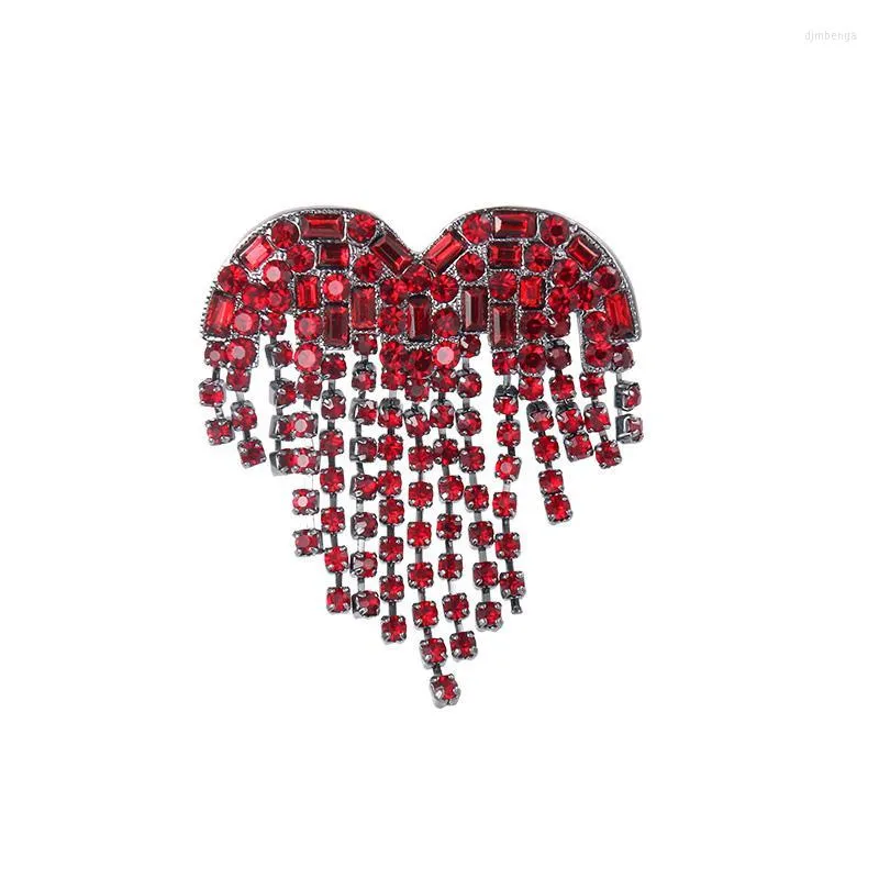 Baiduqiandu Arrival Crystal Tassel Red / Clear Heart Brooch Pins Fashion Women Clothing Jewelry Accessories