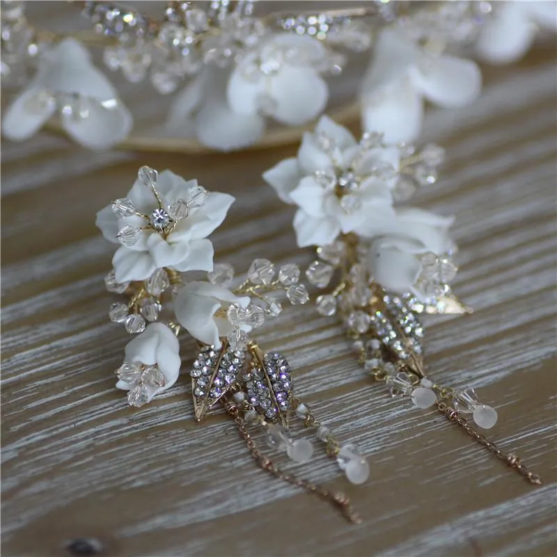 Dangle żyrandol jonnafe urocza porcelanowa kwiat nowożeńca akcesoria ślubne biżuteria