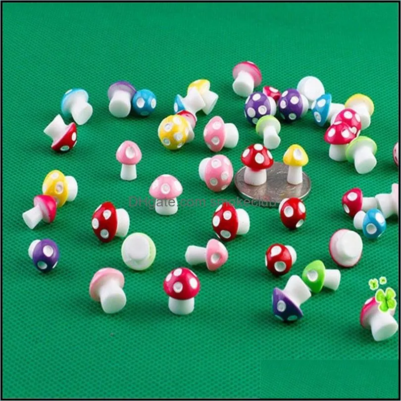 24Pcs/Lot Fairy Garden Miniatures Mini Mushroom Garden Ornaments Resin Craft Miniature Fairy Figurines Manualidades