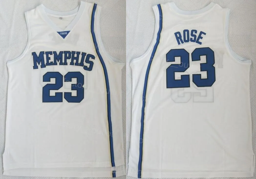 NCAA Tigers College Basketball 25 23 Derrick Rose Jersey Simeon Career Academy High School Team Color Purple Yellow Blue White University Stitched