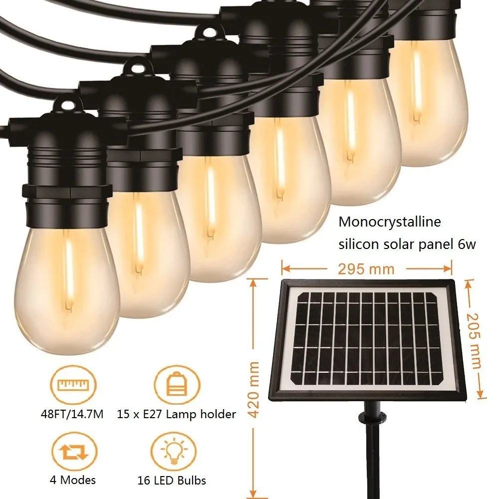 Vintage Edison Solar String Empty Lights 4 Modes Waterproof Ideal For Outdoor Backyards Patios Porch And Cafes From Ledyaoyang 69.46 DHgate.Com