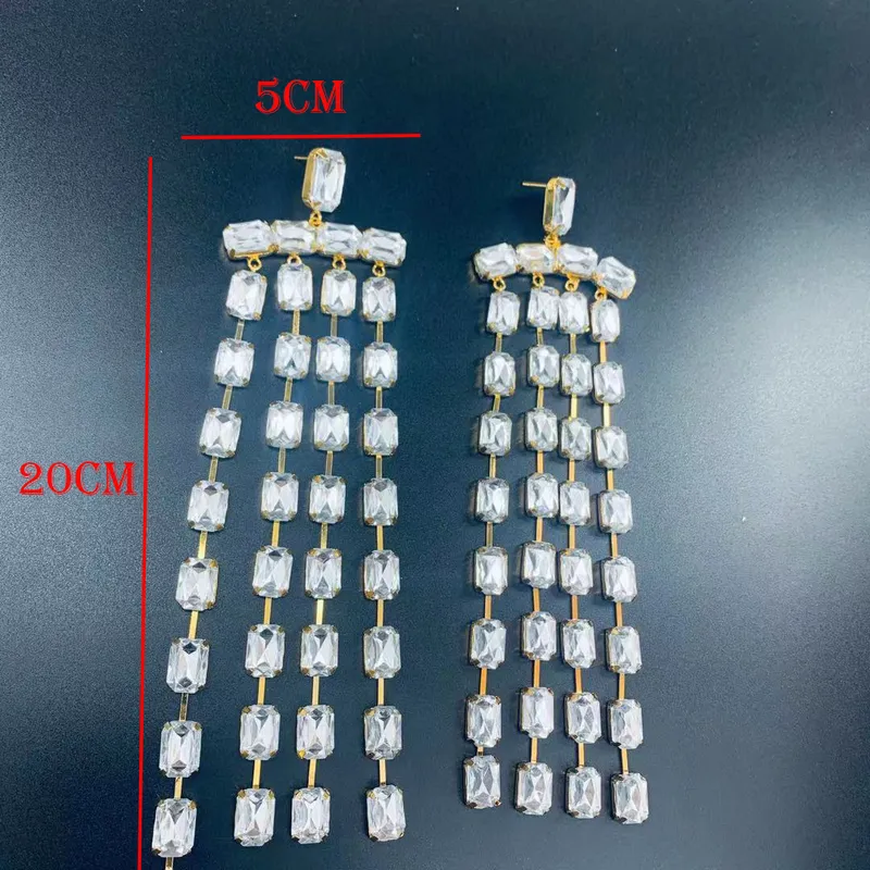 Orecchini Pendenti Lunghi Con Cristalli E Strass Per Donna - Scintillanti Per Matrimoni E Feste, Modello M11