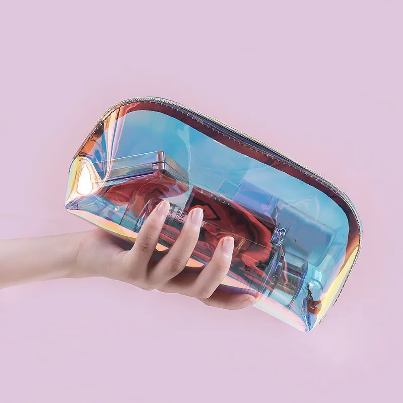 Holographic Makeup Bag Clear Travel Toiletry Case Waterproof Cosmetic Bags Fashion Laser Make Up Pouch