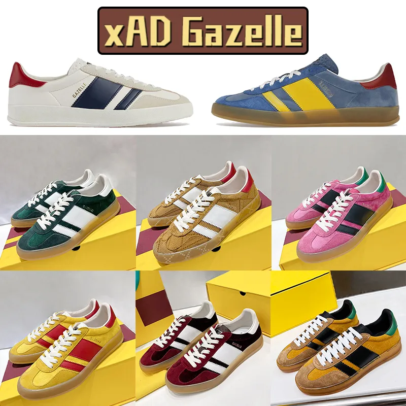 Designer Xad Gazelle Casual Shoes For Men Women Canvas Sneakers Womens Leather Sneaker White Suede Black Yellow Wheat Red Veet Pink Blue