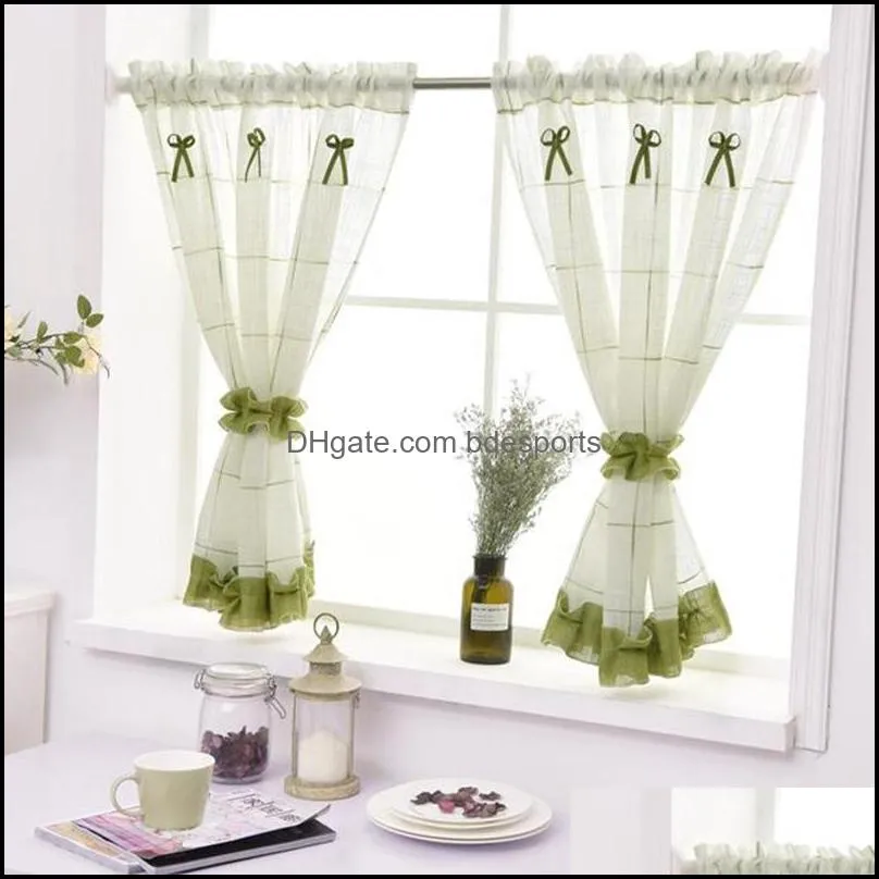 Romantic Sweet Lace Home Garden Screens Half Coffee Curtain Kitchen Dust-proof Curtains Balcony Toilet Pritition Curtain-40