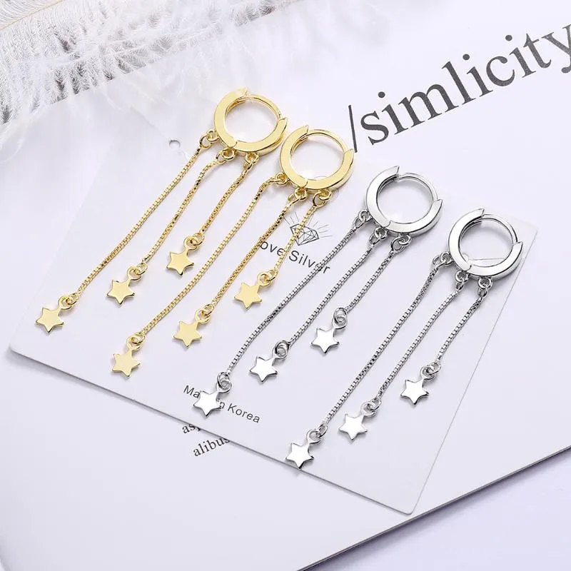 Hoop & Huggie Korean Trendy Star Long Tassel Small Earrings For Women Temperament Fashion Jewelry Oorbellen PendientesHoop