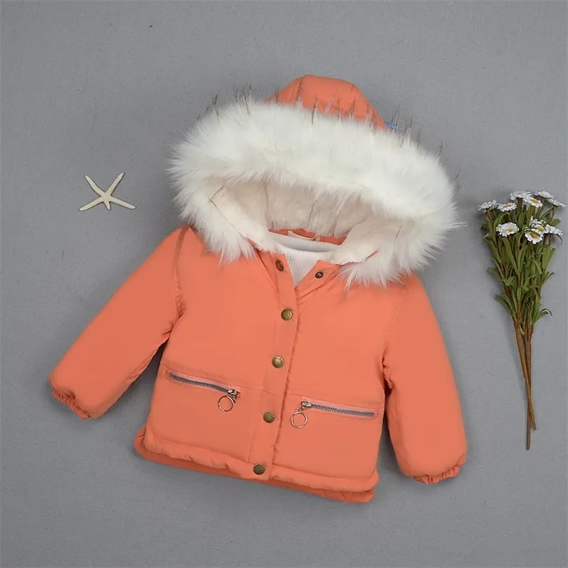 Pluszowa kurtka dziewcząt bawełniany pluszowy płaszcz z kapturem jesień i zimowe dziecko z długim rękawem gęstwa bawełniana płaszcz z kapturem LJ201130