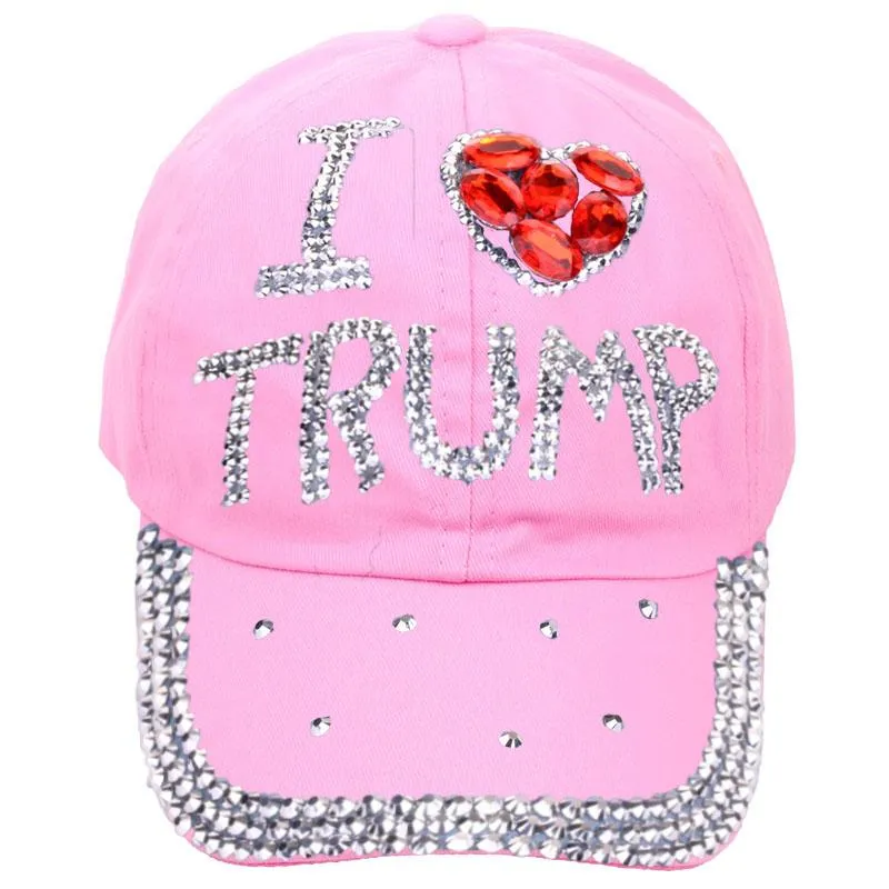 Baseball caps fashion high quality hats For women TRUMP letter adjustable cotton cap rhinestone Denim cap hat