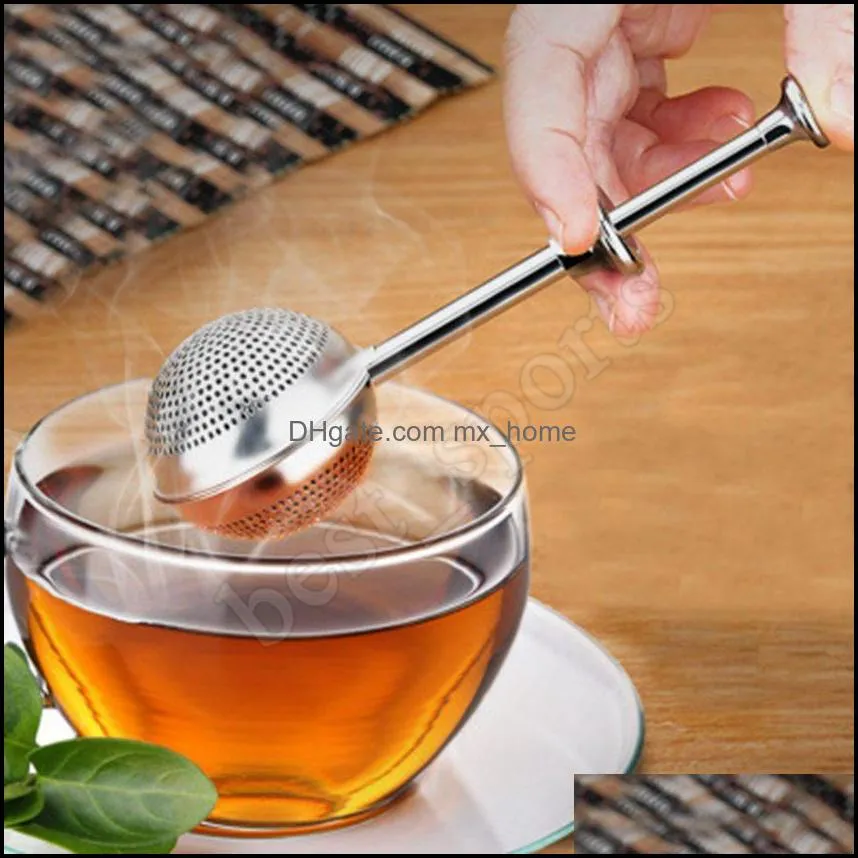 tea infuser stainless steel teapot tea strainer ball shape push style tea infuser mesh filter reusable metal kitchen tool cyz1289