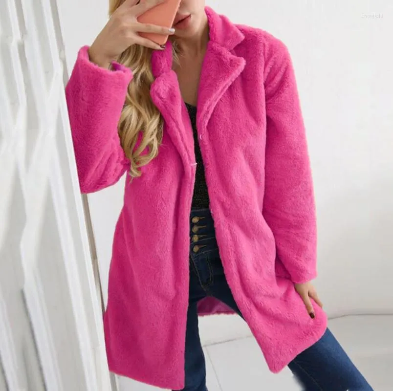 Women's Fur & Faux Womens Winter Teddy Bear Coat Jackets Ladies Warm Jumper Outwear 2022 Autumn Pink Coats