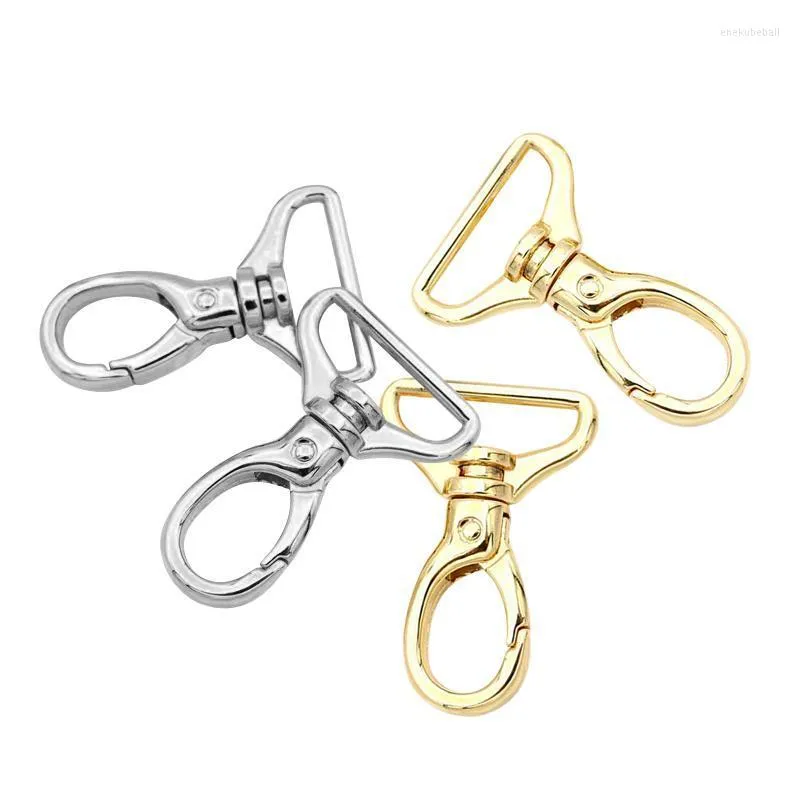 Keychains 5pcs Gold Silver Plated Snap Lobster Clasp Keychain Metal Push Gate Swivel Clip Purse Making Accessories Enek22