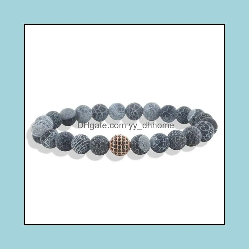 micro pave black cz beads hand bracelet natural nature stone beaded bracelets for men women jewelry