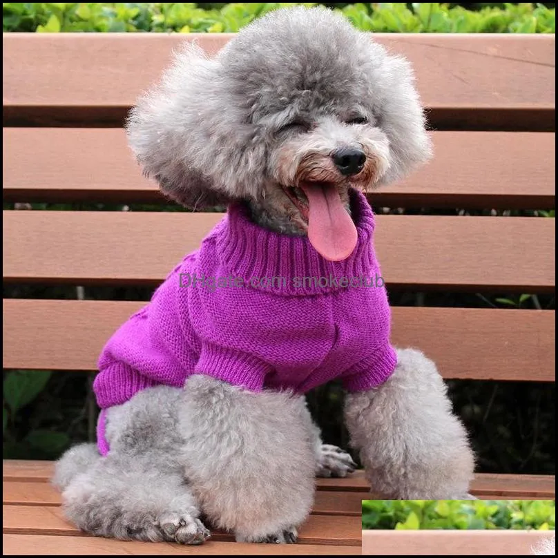 Pet Supply Knit Dog Jacket Sweater Pet Cat Puppy Coat Clothes Small Warm Costume Apparel 8 Colors 5 Sizes