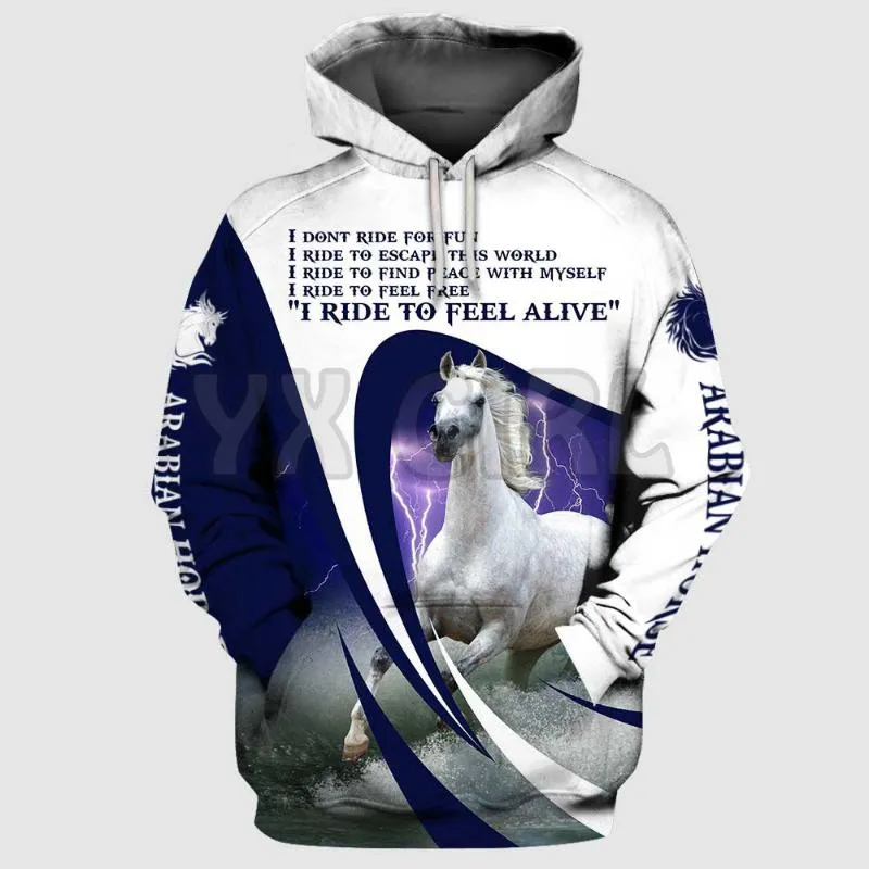 Herrtröjor tröjor arabiska häst 3d tryckta unisex tröjor roliga hund hoodie casual street tracksuitmen's