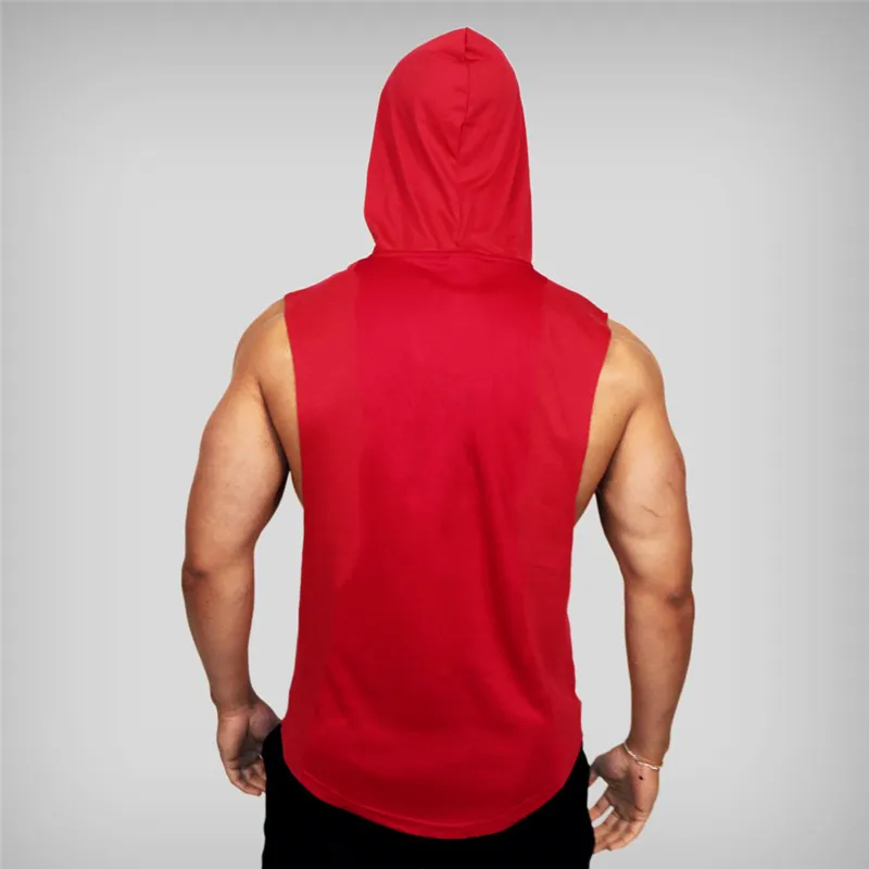 High Quality Gym Clothing Fitness Men Tank Top with hoodie Mens Bodybuilding Stringers Tank Top workout Singlet Sleeveless Shirt