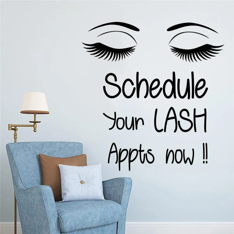 Wall Stickers Sticker Eyelashes Decal Home Decoration Accessories Eyebrows Lashes Women Beauty Salon Customized Decals HY24Wall StickersWall
