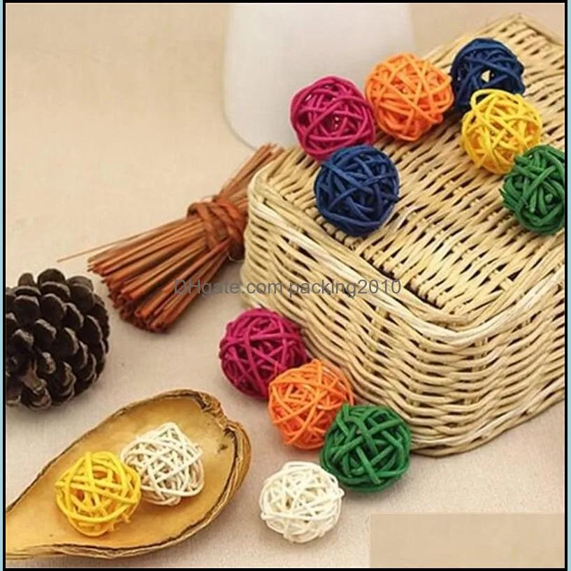 Multicolor Rattan Ball For Birthday Party Wedding Decoration Artificial Straw Balls Christmas Home Hanging Ornament Craft Supplies 1yt5