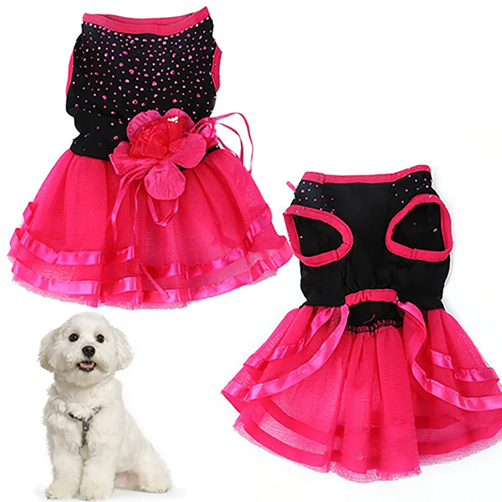 Pet Dog Apparel Rose Flower Gaze Dress Kjol Puppycat Princess Clothes for Cat Costume XS/S/M/L/XL