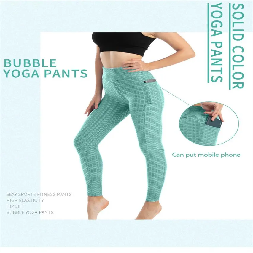 Realfine888 Toquillo de sexo completo Pantalones largos para mujeres Fitness Wear Pocket Pocket Lift Hip Color Sports Outdoors Tamaño XS-244L