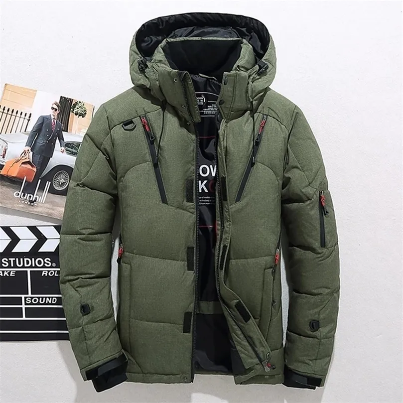 Mens Winter Duck Down Jacket, Thickened Warm Hooded Parka Coat