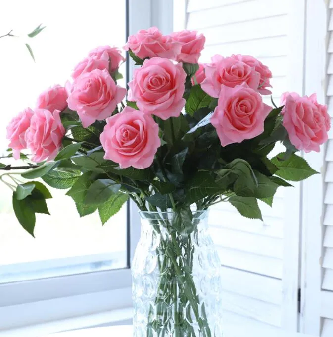 زهور الورد الاصطناعية لمسة حقيقية روز المنزل ديكورات عيد ميلاد حفل الزفاف