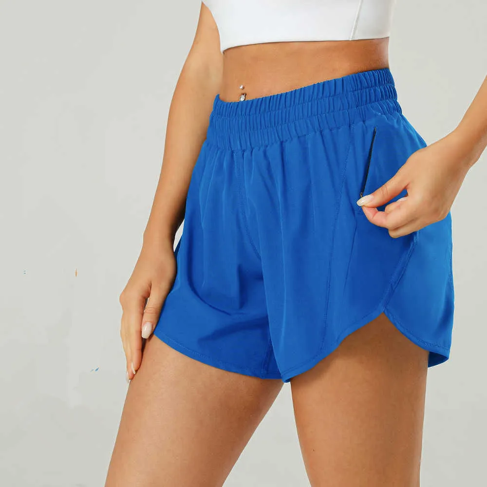 Roupas de ioga de fitness esportiva curta de 5 polegadas para shorts de ginástica feminina quente quente solta com zíper bolso de verão corredor atlético secagem rápida