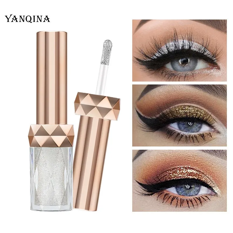 Yanqina Diamond Shiny Shadow Shadow Liquid Eyes Cosmetics Luminous Shishadow Glitter Cream Makeup Shimmer Blehen Cream