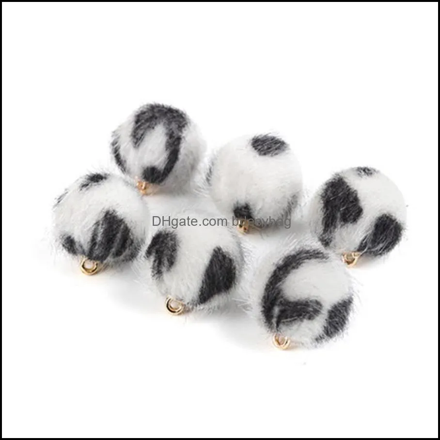 15mm faux fur leopard pom pom diy plush ball earring elegant pendant pompoms balls for bags hair scarves diy craft