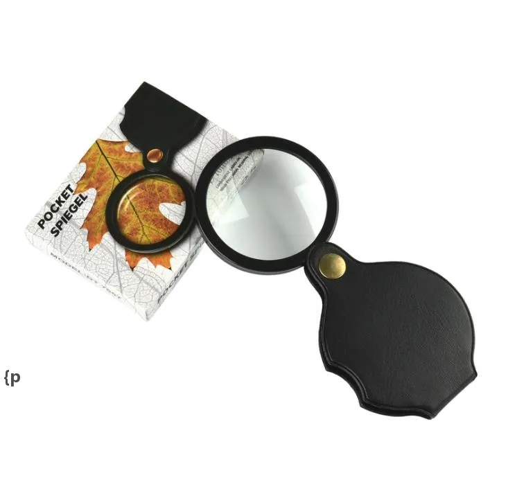 10X Microscope Foldable PU Material Reading Mini Magnifiers Portable Jewelry Loupe Magnifying Glass Lens Pocket Magnifier GWA13097