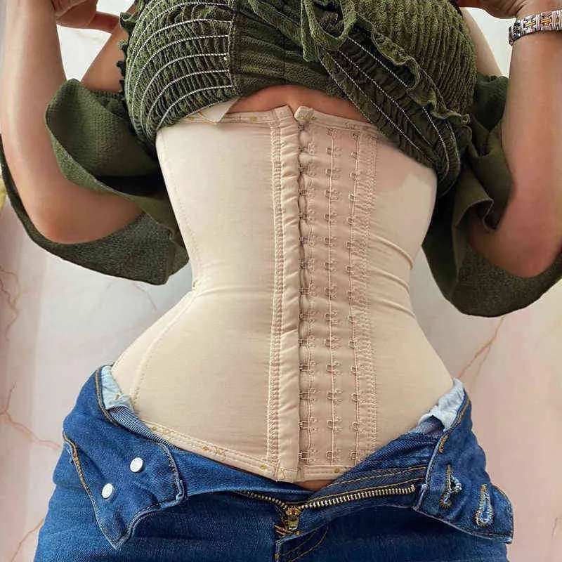 Faja wysoki pas kompresyjny Faux skórzany pasek płaszcza czarna stal bez kości gorset Waist Trainer kontrola brzucha klepsydra rysunek Cincher T220805