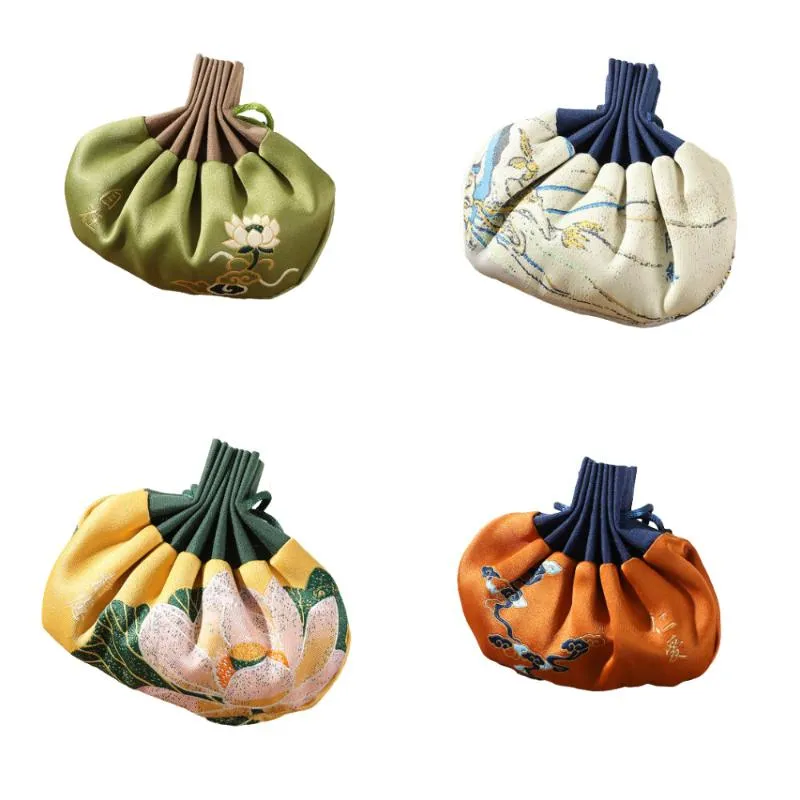 Gift Wrap Silk Embroidery Jewelry Storage Pouch Bag Drawstring Embroidered Incense Coin Lucky Brocade Small Cloth BagGift