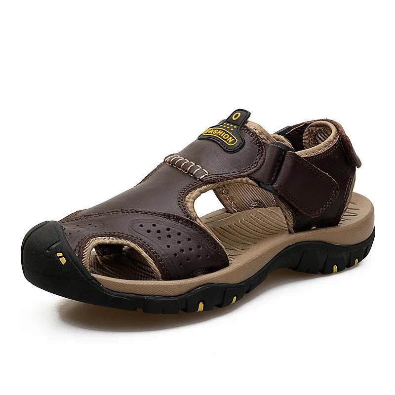 Grande taille sandales hommes 2022 été nouveau respirant orteil sandale loisirs de plein air décontracté plage chaussures tête couche peau de vache Frag 001