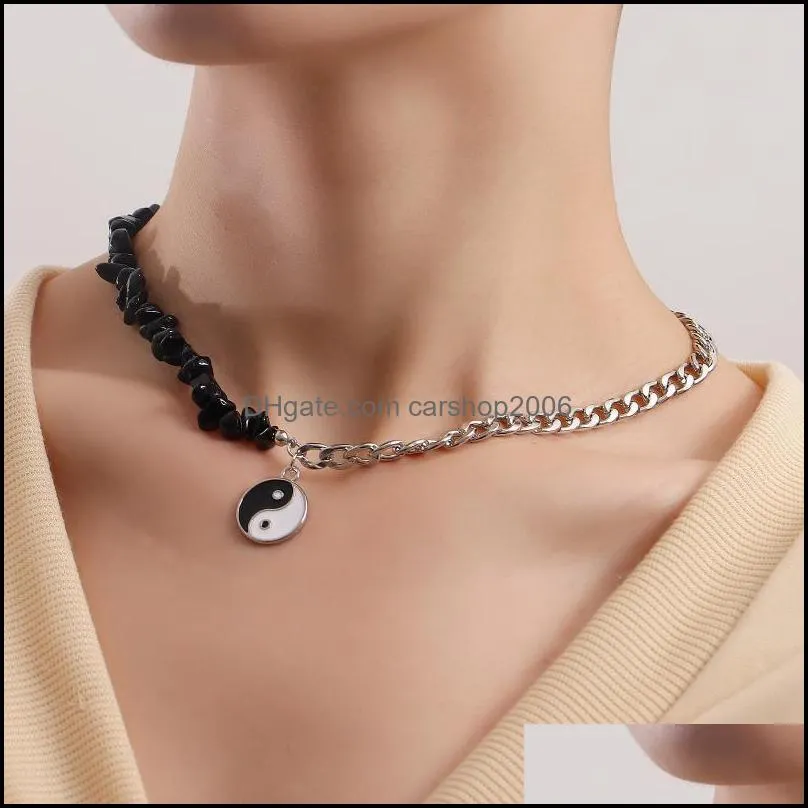 pendant necklaces punk style yin yang necklace for women beads fashion hiphop harajuku gothic charm 90s aesthetic gift jewelrypendant